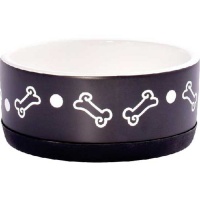 Купить керамикарт миска керамическая нескользящая для собак черная с косточками. 