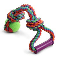 Купить "игрушка" д\собак веревка с ручкой с 2-мя узлами и мяч d65\380мм триол. 