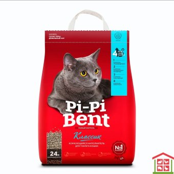 Купить наполнитель pi-pi bent «классик» комкующийся д/кошек 10кг, 24л.