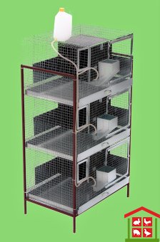 Купить клетка для кроликов (ккр-18) 3 секции, 3 яруса, выдвижные поддоны, встраиваемые маточники.