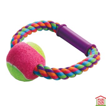Купить "игрушка" д\собак веревка цветная, крученная с мячом, 7.