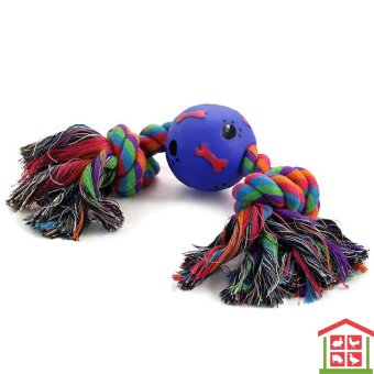 Купить "игрушка" д\собак веревка цветная 2 узла и мяч, 12.