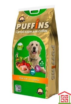 Купить корм для собак "puffins" мясное ассорти 15кг.