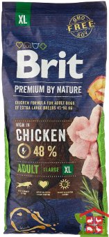 Купить корм brit premium by nature adult xl для взрослых собак гигантских пород 15кг.