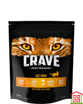 Купить 10239659 crave корм сухой для взрослых кошек курица и индейка 400 гр.