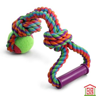 Купить "игрушка" д\собак веревка с ручкой с 2-мя узлами и мяч d65\380мм триол.