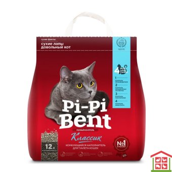Купить наполнитель pi-pi bent "классик" комкующийся д/кошек 5кг, 12л.
